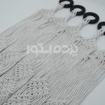 پرده آماده مکرومه پنج پنل لوزی کرم