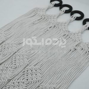 پرده آماده مکرومه پنج پنل لوزی کرم